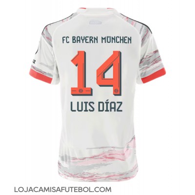 Camisa de Futebol Bayern Munich Luis Diaz #14 Equipamento Secundário Mulheres 2025-26 Manga Curta Camisa de Futebol Bayern Munich Luis Diaz #14 Equipamento Secundário Mulheres 2025-26 Manga Curta